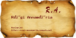 Régi Annamária névjegykártya